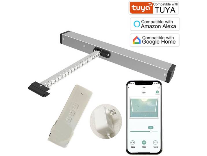 Ouvre-fenêtre intelligent Tuya avec télécommande RF, commande vocale Alexa Google Home, pilote de fenêtre électrique Wi-Fi
