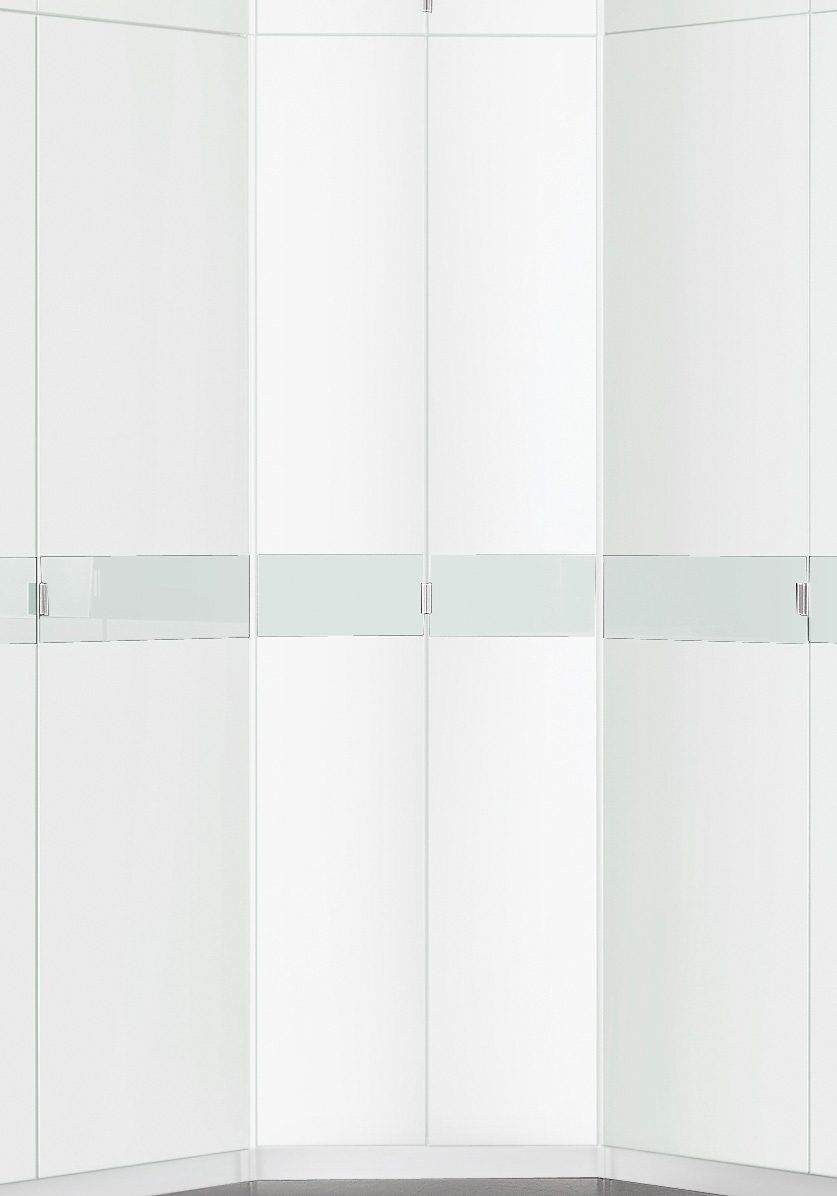 Eckkleiderschrank PRIESS "Kleiderschrank Schrank Garderobe Wäscheschrank Madrid", weiß (weiß, weißglas), H:193cm, Schränke, Eckkleiderschrank, voll ausgestattet, viel Stauraum, MADE IN GERMANY