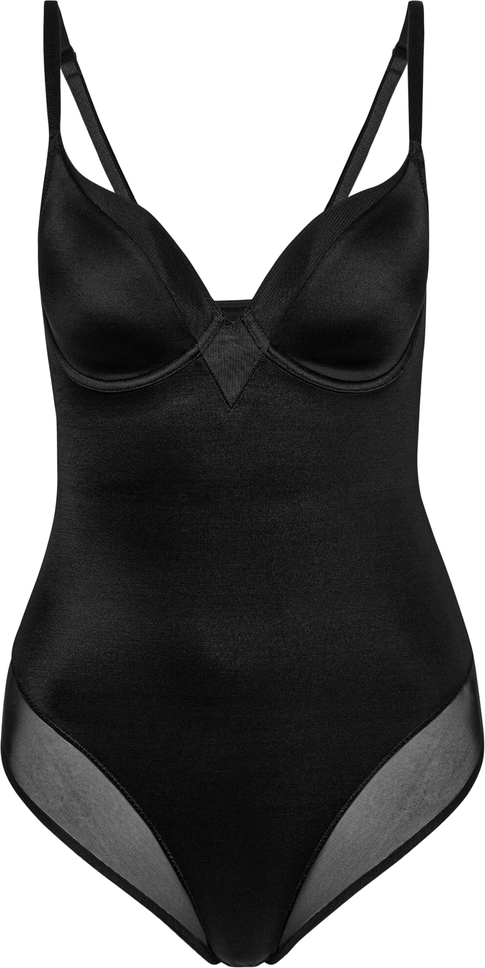 Shaping-Body TRIUMPH "True Shape Sensation BSWP", Damen, Gr. 75, Cup B, schwarz, Jersey, Obermaterial: 56% Polyamid, 32% Elasthan, 12% Polyester, leicht glänzend, leicht transparent, unifarben, Bodys Shaping-Body, Mesh-Einsätze, wattierte Cups und formend