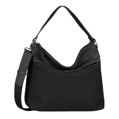 Hobo TOM TAILOR "Vesna", Damen, Gr. B/H/T: 37cm x 29cm x 9,5cm, schwarz, Textil, Strukturmuster, clean, gepflegt, unifarben, Taschen Hobo, Damen Umhängetasche in casual Shapes
