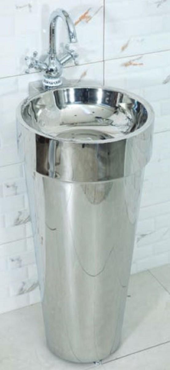 Casa Padrino Luxus Edelstahl Waschtisch Silber 40 x H. 86 cm - Badezimmer Möbel - Hotel & Restaurant Kollektion - Luxus Qualität