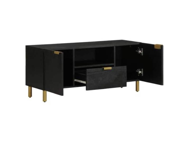 TV-Schrank Schwarz 105x33x46 cm Holzwerkstoff Zwei Türen, Metallgriffe, Industrial Style, reichlich Stauraum, pflegeleicht, Wohnzimmer, Schlafzimmer