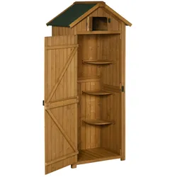 STILVORA Gartenschrank Holz Gelb mit 3 herausnehmbaren Böden und wasserfestem Dach