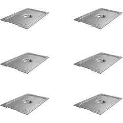 AcMax 6 Stück GN 1/1 Deckel Abdeckung für GN-Behälter mit Fallgriff Aussparung Edelstahl
