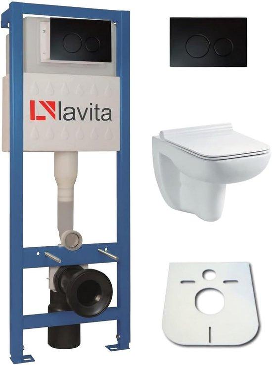 Famanu Wand-WC Set mit Einbau-Element, Doppelspüloption und Smart Toilette - Schwarz