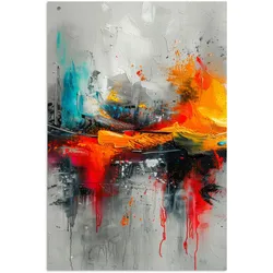 POSTER Moderne Kunst - Orange - Grau - Abstrakt Wandbild Schlafzimmer 80x120 cm