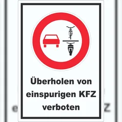 HB-Druck Überholverbot von einspurigen KFZ Aufkleber A7 (74x105mm)