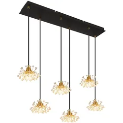 Pendelleuchte Hängelampe Deckenleuchte Esszimmerleuchte Goldfarbe Kristalle