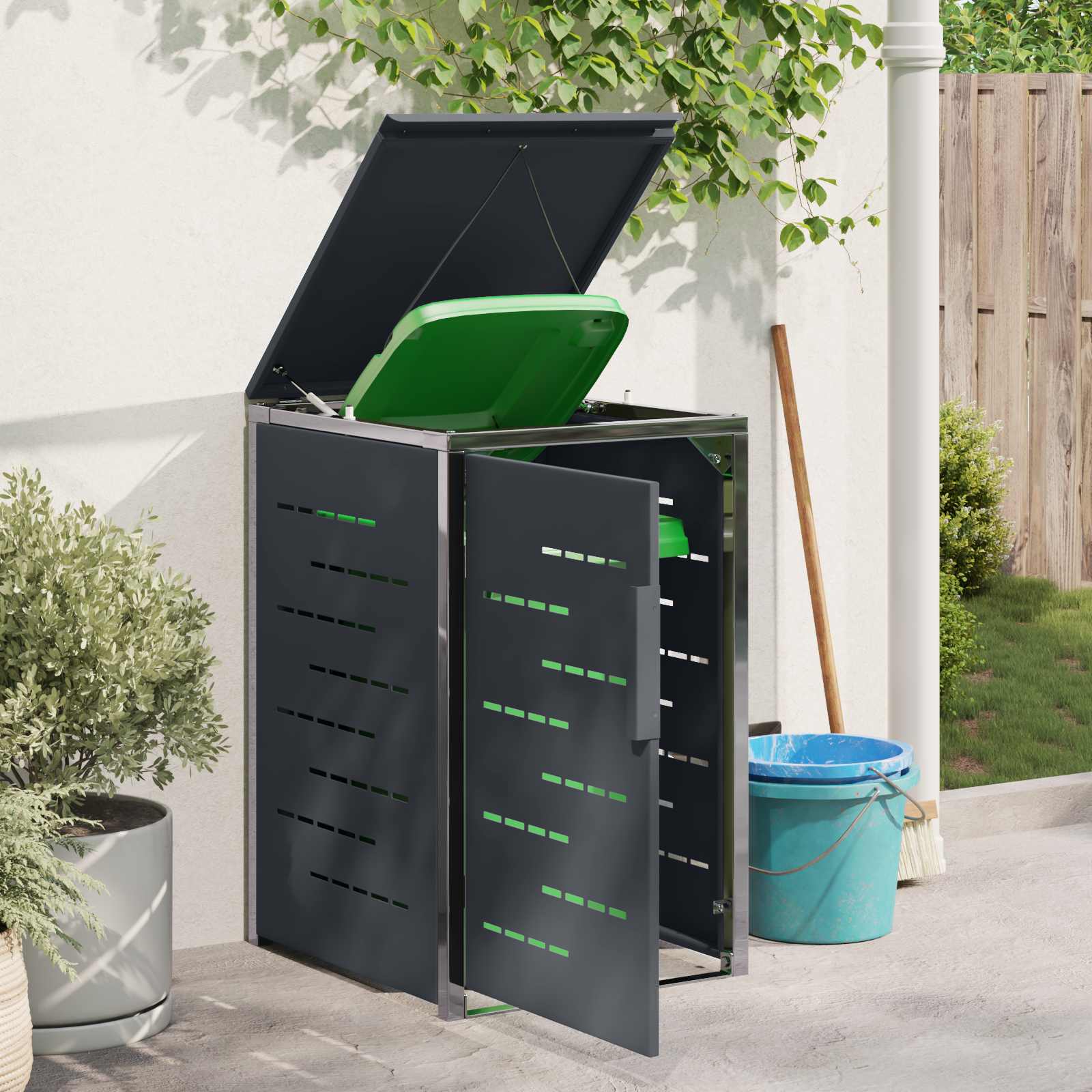 vidaXL Stockage de bac à déchets for 1 Bin 240L Anthracite