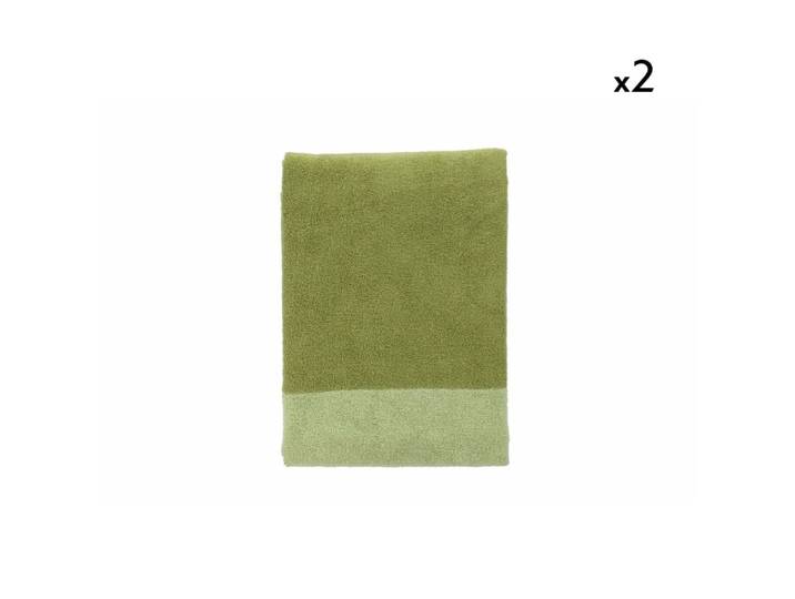 Lot de 2 serviettes de bain vertes en coton 70x140cm