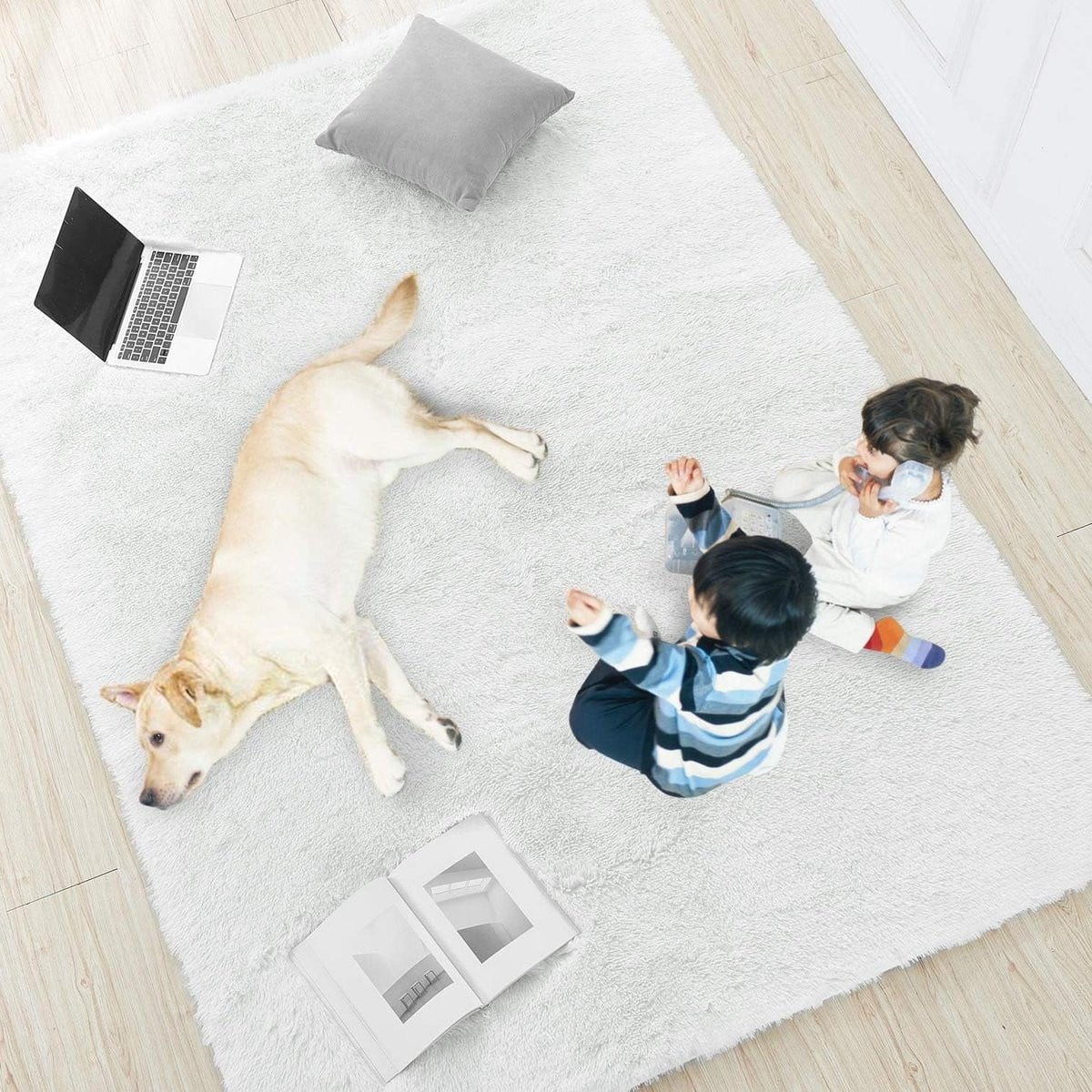 Zacht Wit Vloerkleed met Hoge Pluche Vezels - 45 x 50 cm