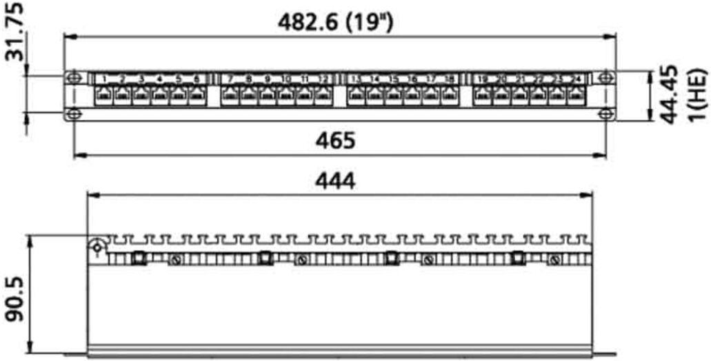 BTR NETCOM 24-Port Panel E-DAT C6A 1HE Alu TN EDATC6A-MP24 ; Metz Connect (130855C-E-90)