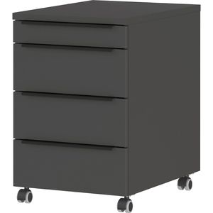 Germania Rollcontainer Mailand 4377-547, aus Holz, graphit, mit 3 Schubladen & Utensilienauszug