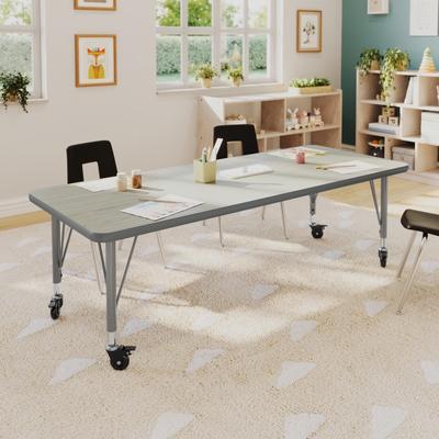 Lancaster Home Commercial Adjustable Height Rectangular Activity Table with Locking Casters