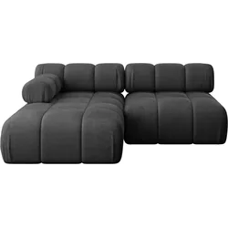 ECKSOFA modulares Sofa Razon-L1 - 190x160x70 cm Schwarz Velours