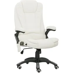 MASSAGESESSEL Chefsessel Gamingstuhl Drehstuhl Massagebürostuhl Cremeweiß