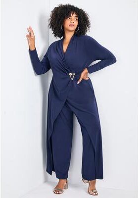 Plus Size Women's Glamour Wrap Front Jumpsuit by Avenue in Midnight (Size 26/28)