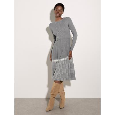 Midikleid APRICOT "Strickkleid", Damen, Gr. 12, N-Gr, Strick, grau, Strick, , Modisch, Kleider Midikleid, mit asymmetrischen Streifen