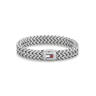 Armband TOMMY HILFIGER "Schmuck Edelstahl Armschmuck", weiß (edelstahlfarben, metallfarben, blau, rot, weiß), Armbänder, Herren, 19,5cm, Edelstahl Metall, Edelstahl, Metall, Armband, mit Emaille