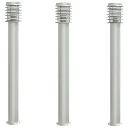 Helloshop26 - 3-teilige silberfarbene Stehlampen für den Außenbereich 110 cm Edelstahl Silber 02_0042556