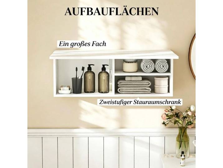 Armoire murale de salle de bains avec porte coulissante pratique: Blanc: Meubles de rangement peu encombrants pour salles de bains