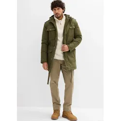 bonprix Winter Field-Parka mit Kuschel-Fleece-Futter, grün, Gr.60/62 (XXL), Cooler Field-Parka mit vier Taschen außen und einer Innentasche, 100% Baumwolle