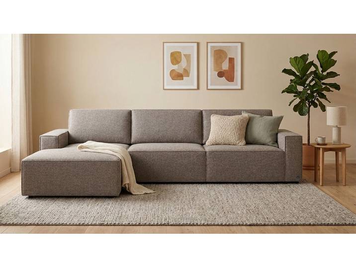 LOUNGE Ecksofa in Taupe Grau-Braun von BRUNO Mit Schlaffunktion & Stauraum