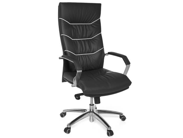 Fauteuil de direction réglable en hauteur en cuir, noir
