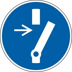 Dreifke® Aufkleber (Folie) "Vor Wartung oder Reparatur freischalten", Ø10cm, Folie selbstklebend, 1 Stück, Gebotszeichen (M021) gem. ISO 7010