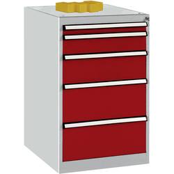 Manuflex TP1141.3003 Schubfachschrank BASETEC Stationär, Nutzhöhe 700 mm mit 5 Schubfächern, in rubinrot RAL 3003