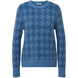 Tchibo - Strickpullover mit Hahnentritt-Jacquard - Damen - Gr. L - blau/jacquard