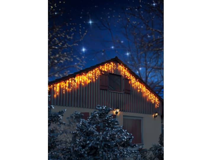 LED-Lichtervorhang Sternenregen aus PVC, Weiss