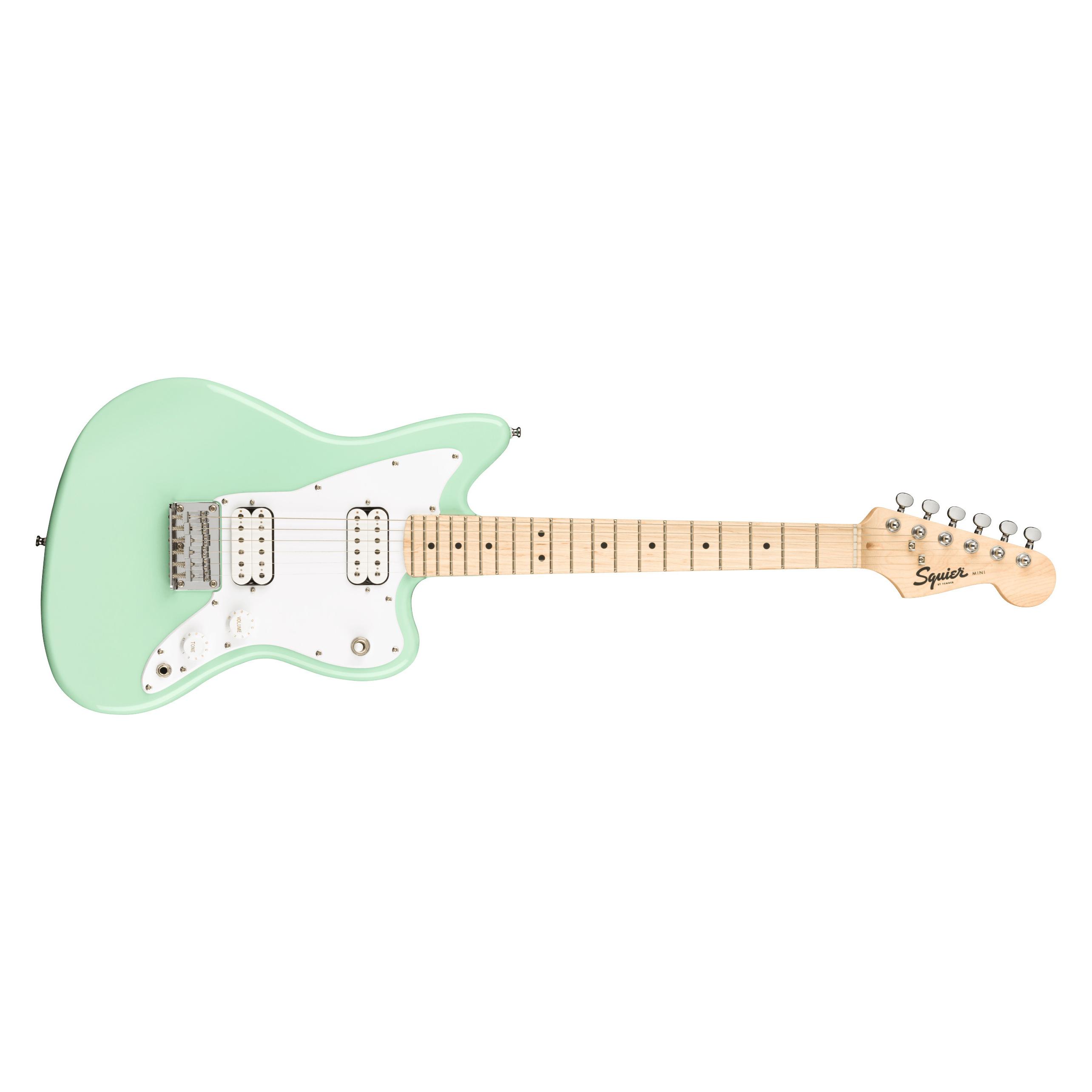 Fender Mini Jazzmaster HH Surf Green MN kindergitaar / reisgitaar (E-Gitarre, Griffbrett: Ahorn, Hals: Ahorn, Korpus: Pappelholz) (0370125557)