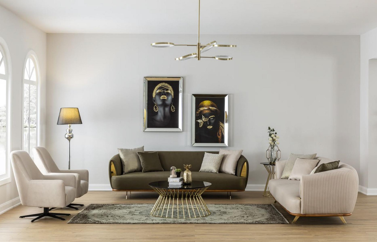 Moderne Luxus Sofagarnituur Set 3+2+1+1 voor de woonkamer