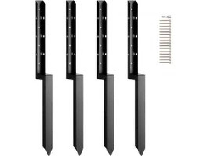VEVOR Reparaturset für Zaunpfostenanker, 4er-Pack, Innendurchmesser 51 x 51 mm, robuste Stützpfähle für Zaunpfosten aus Stahl, Anker-Erdspieß zur Reparatur von schiefen, gebrochenen Holzzaunpfosten
