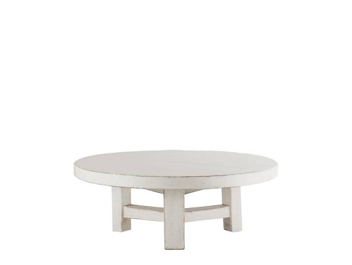 Table basse en orme recyclé - diam. 80 cm - blanc