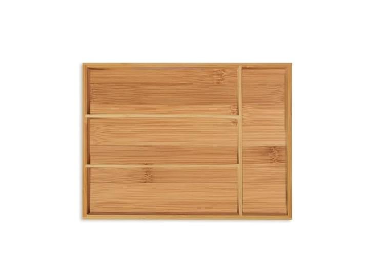 Relaxdays Range-couvert\, 4 compartiments\, bambou\, petit organiseur de tiroir\, cuisine\, HxLxP 5 x 26 x 35\,5 cm\, nature