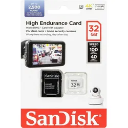 SanDisk High Endurance - Flash-Speicherkarte (microSDHC/SD-Adapter inbegriffen) ...