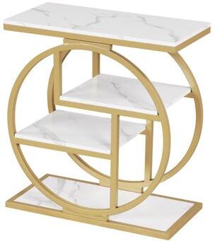 Costway 4-Tier Narrow End Table for Living Room with Storage Shelves-White