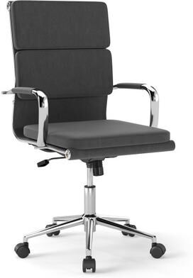 Costway Ergonomic Office Desk Chair with Rocking Backrest and Height-adjustable Padded Seat-Gray