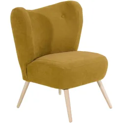 SESSEL Kathy Bezug Veloursstoff Buche natur / mais