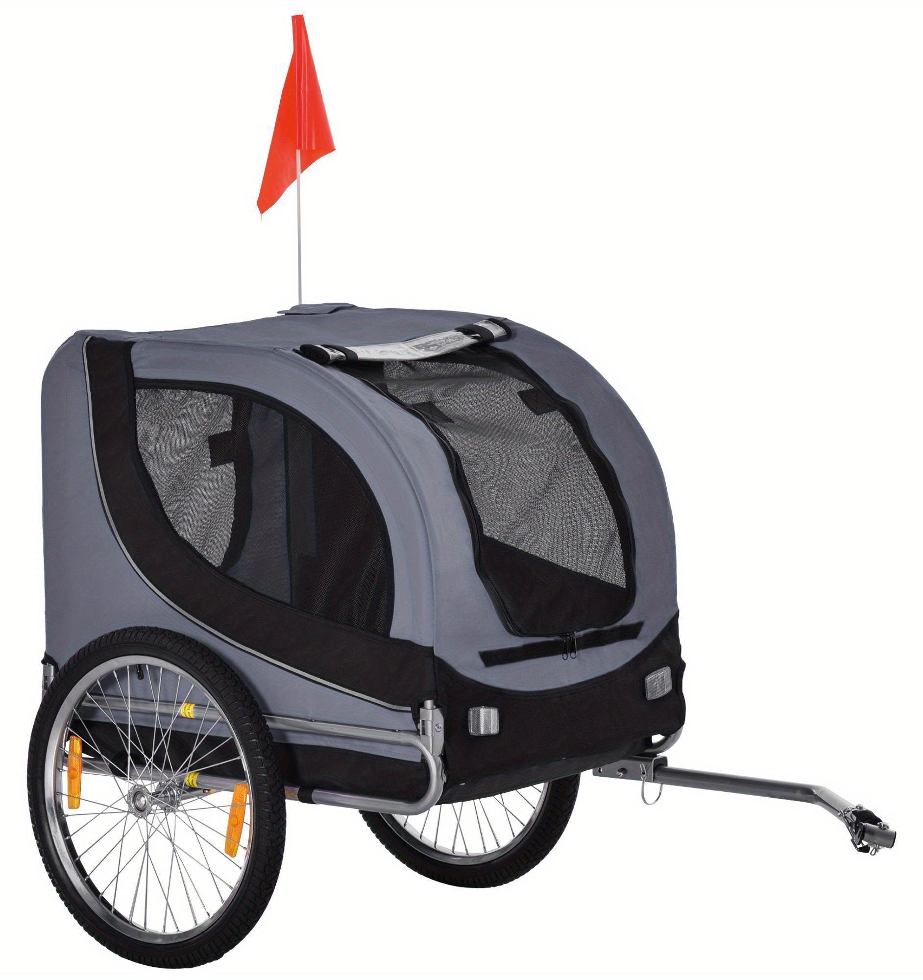 Hundefahrradanhänger - Fahrradkorb für Hunde - Hunde-Buggy - Fahrradkorb für Hunde - Grau, Schwarz - Robuster Eisenrahmen