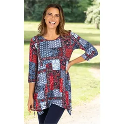 Viskose-Shirt in Druck rot in Größe 44/46 von DW-Shop, Rot, 44/46