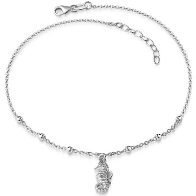 Fußkette mit Anhänger FIRETTI "Schmuck Geschenk Silber 925 Körperschmuck Kugeln Seepferdchen", silber (silberfarben), Fußketten, Damen, Silber 925 (Sterlingsilber), Made in Germany