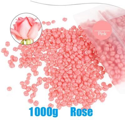 Quick Pick Pro Professional Hard Wax Beans, 1000g Bag, For Hair Removal Full Body, Low Melt Depilatory Wax Beads For Sensitive Skin 1000g rose