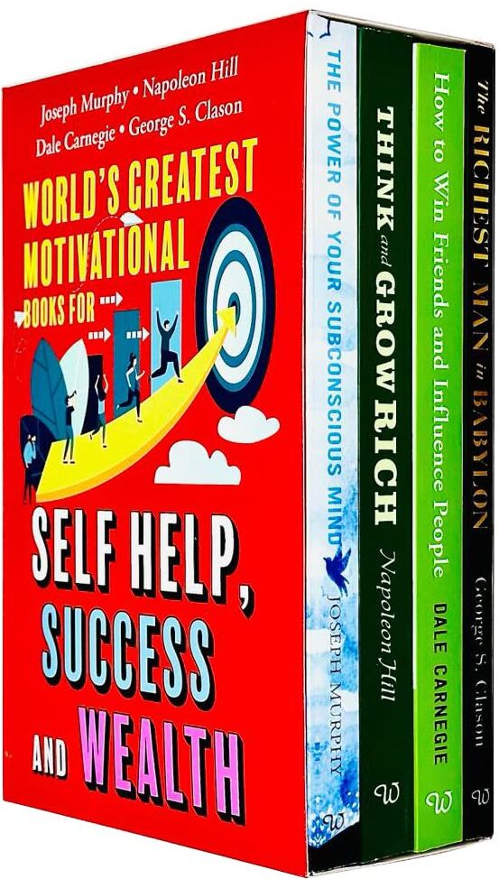 Wilco Books World's Greatest Motivational Books Collection 4 Books Set - Joseph Murphy, Napoleon Hill, Dale Carnegie, George S. Clason - Paperback Self-Help Set