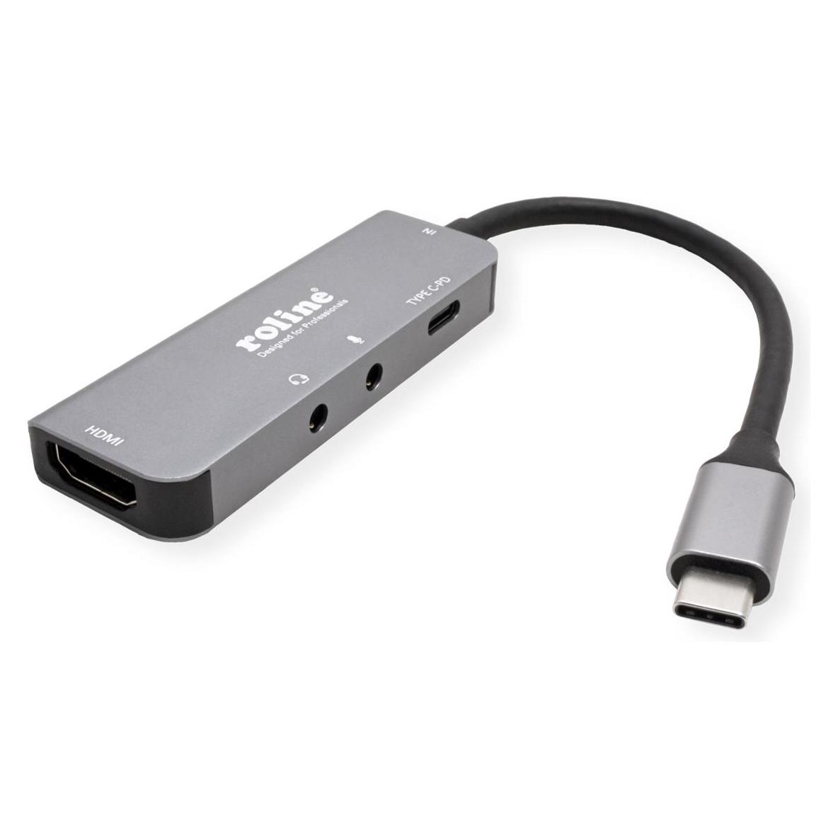 Roline Dockingstation Typ C, 4K HDMI (USB-C, 4 Ports) (12.02.1125)