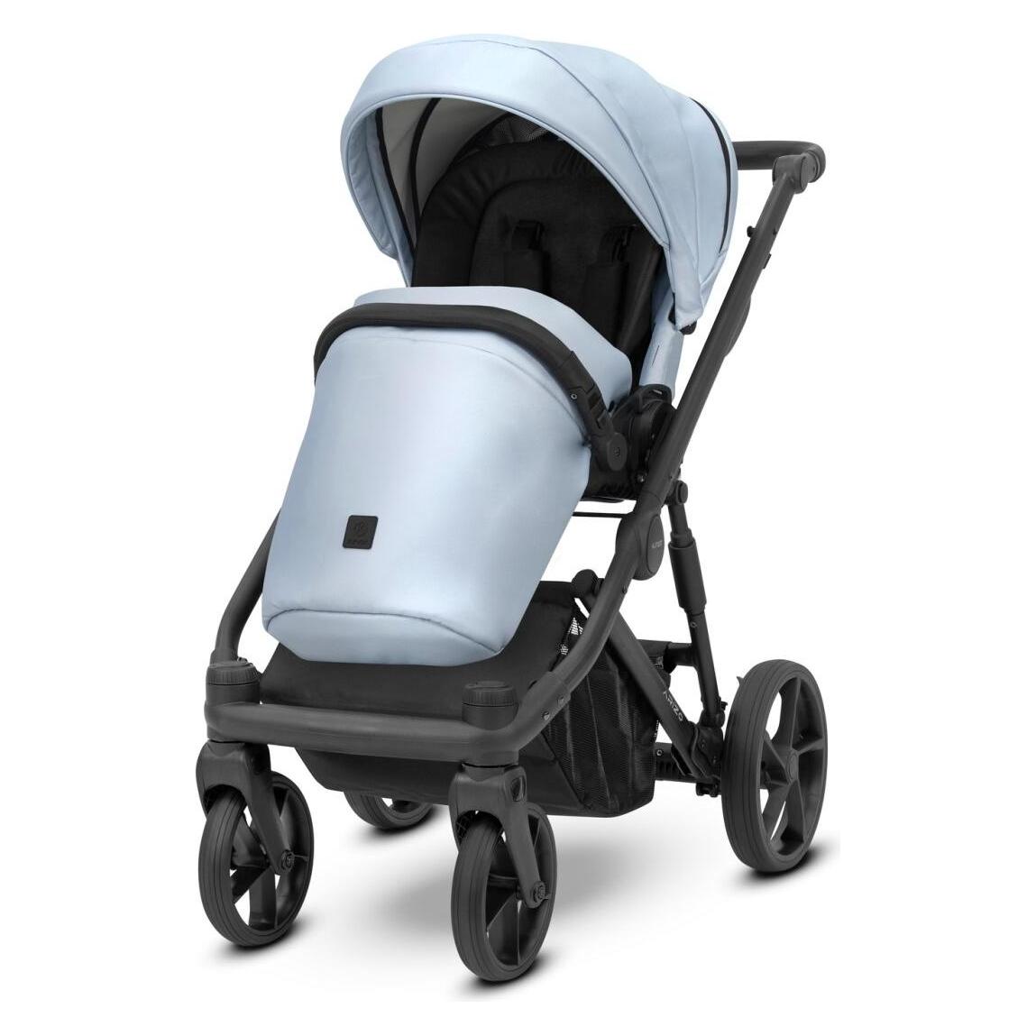 Kunert ARIZO 2in1 Öko-Leder Kinderwagen in Blau/Babyblau, schwarzes Gestell (65280528)