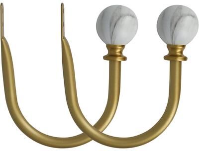 MERIVILLE Set of 2 Decorative White Marble Ball End Window Curtain Holdbacks