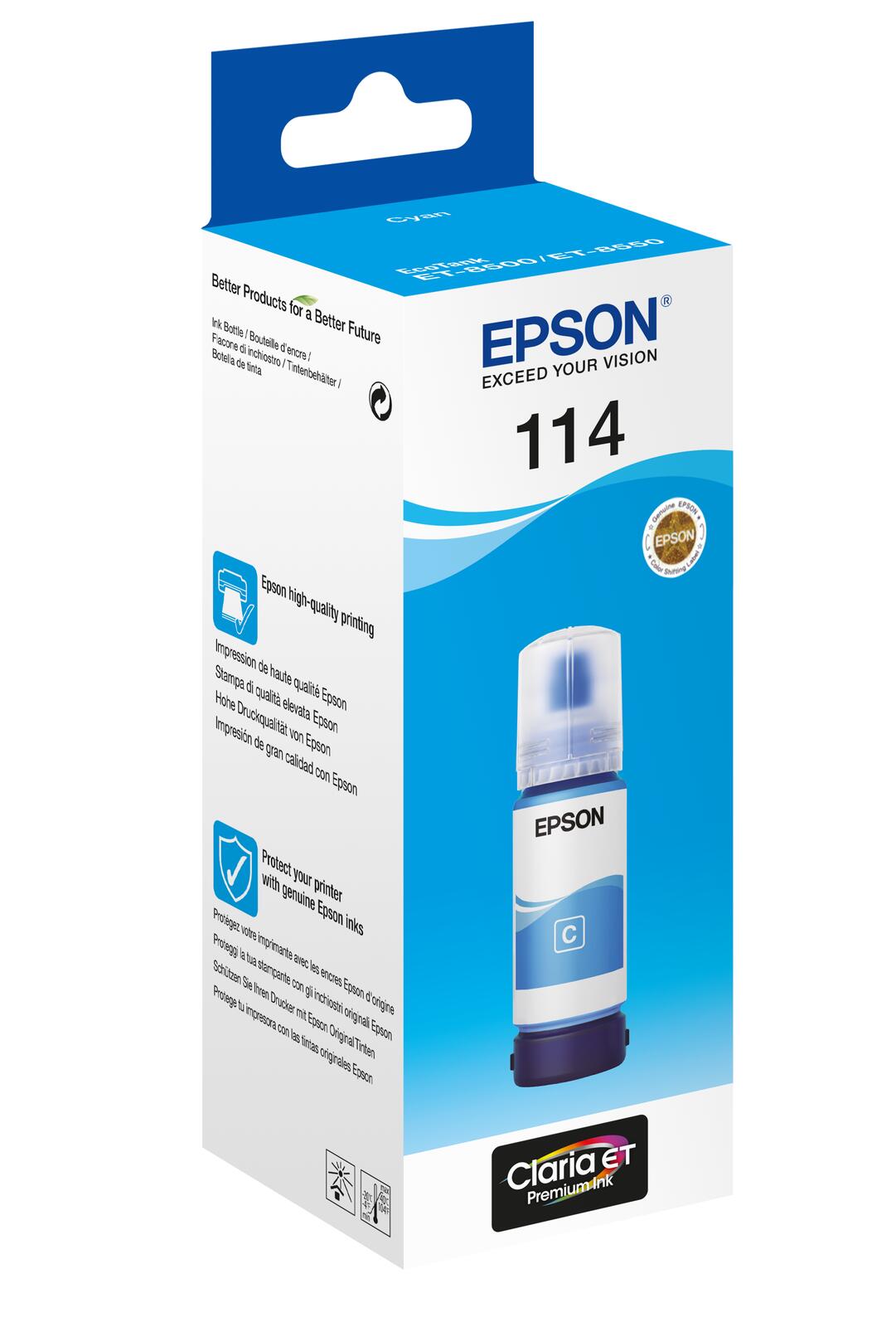 Epson Original EcoTank 114 Nachfülltinte - cyan (C13T07B240)